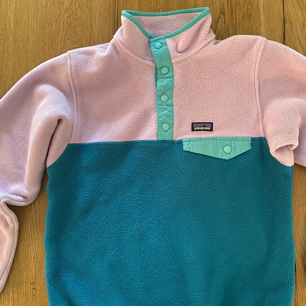 Patagonia kids fleece pullover, quarter snap